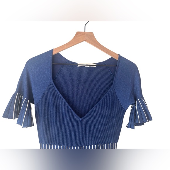 Jonathan Simkhai Pleated Metallic Stretch-knit Dress Royal Blue Size S - Picture 5 of 16